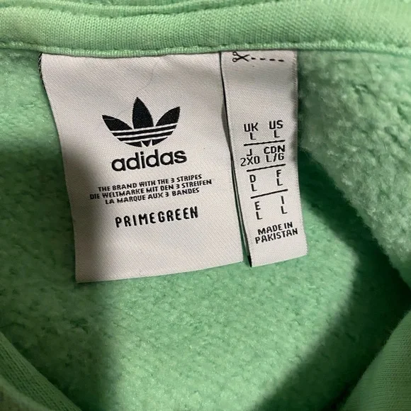 Adidas Sweatshirt Hoodie Men’s large Lime Green Primegreen Pocket Trefoil Logo - Picture 5 of 7
